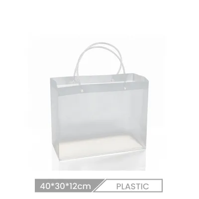 Pp Tote Bag 40*30*12cm Custom Transparent Frosted Pvc Plastic Shopping Bag